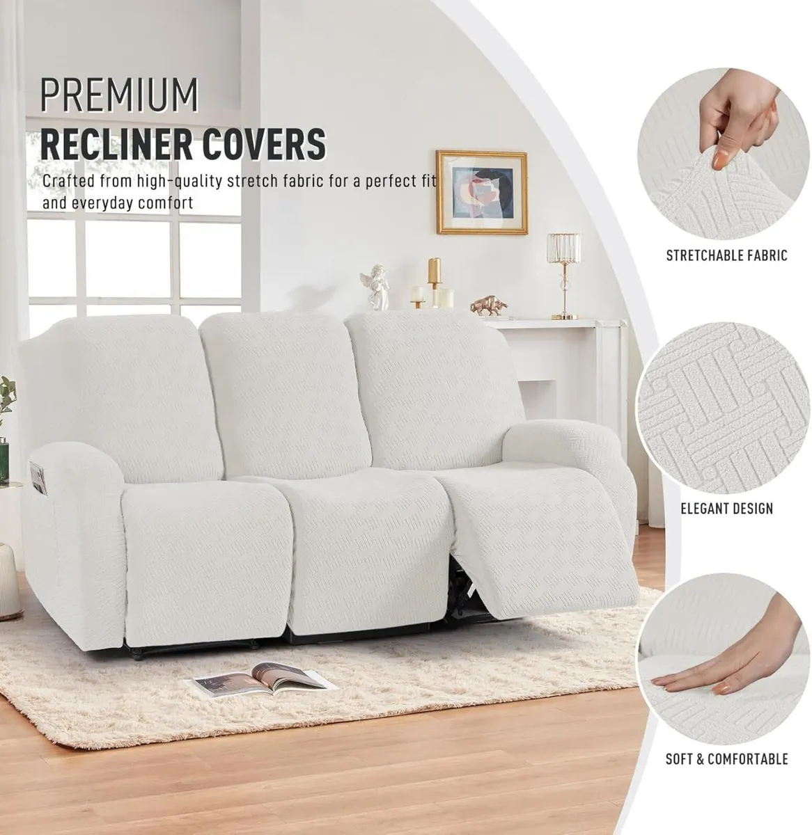 Jacquard Recliner Chair Cover Stretch Sofa - Image 3