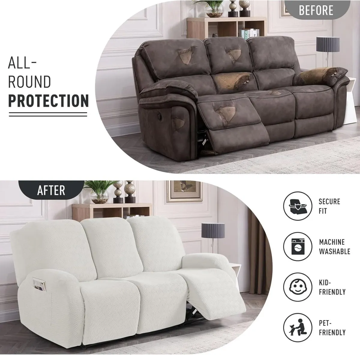 Jacquard Recliner Chair Cover Stretch Sofa - Image 4