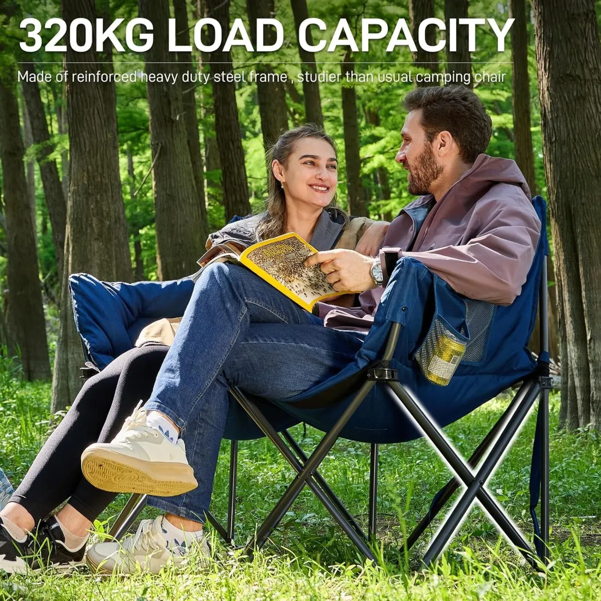 Camping Chair Double for Adults 6cm Padded 320kg - Image 4