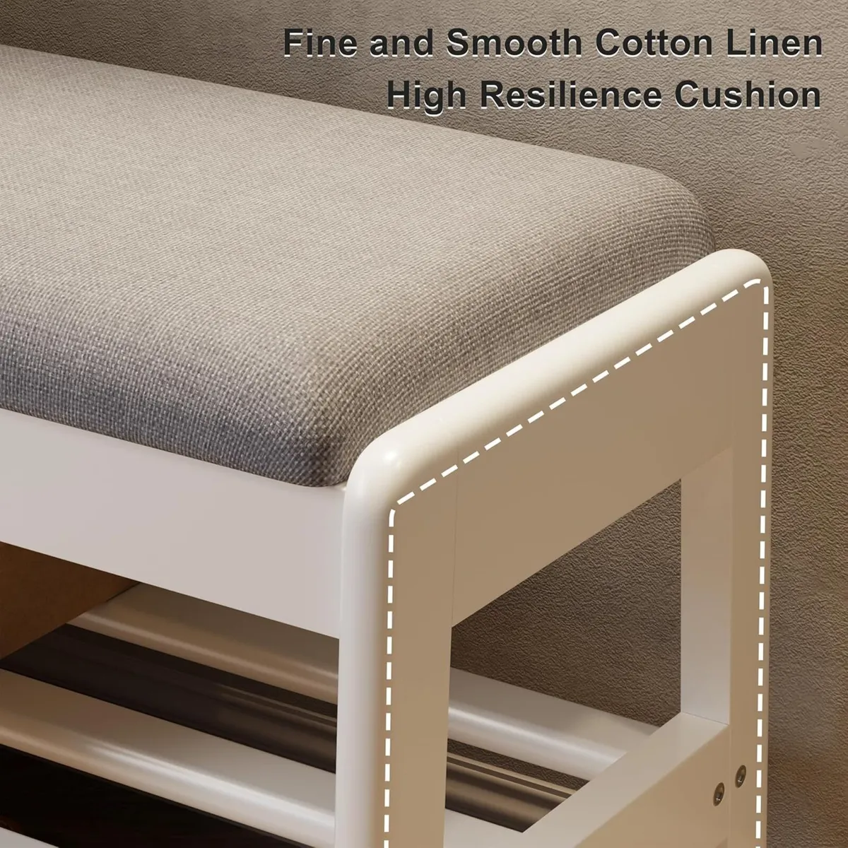 Small Shoe Bench with Cushion Storage Seat Wooden - Image 3