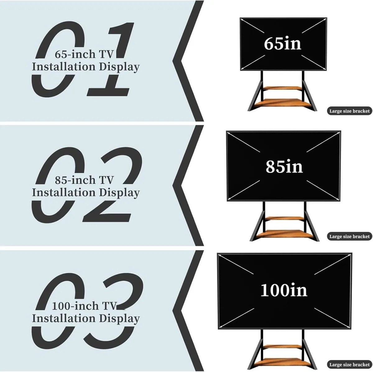 Floor TV Stand for 65-100 Inch TVs Adjustable - Image 4