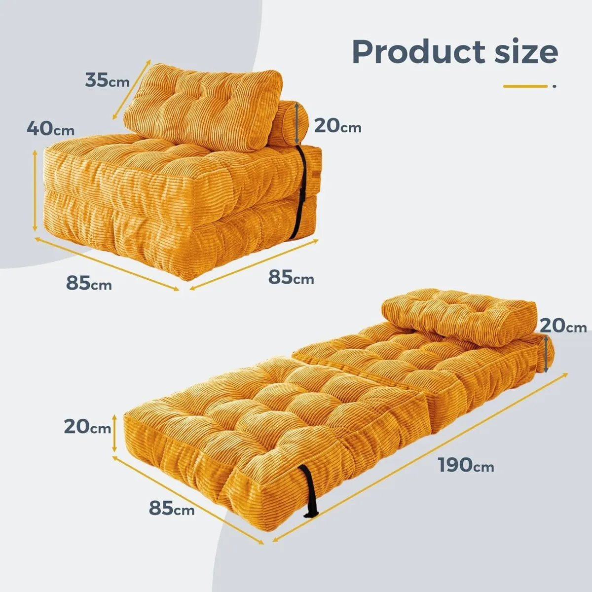 Folding Sofa Bed Convertible Sleeper Chair with - Image 2