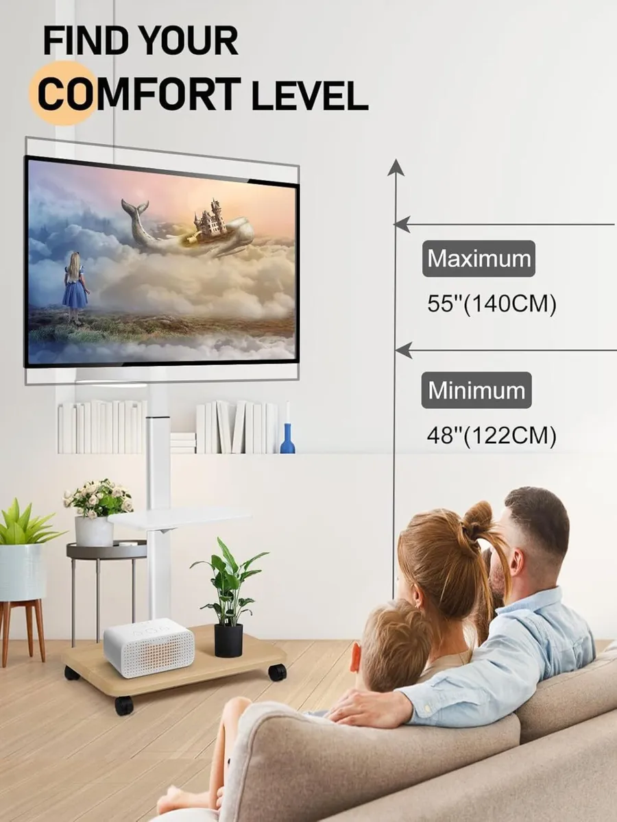 Mobile tv Stand on Wheels Rolling for 32-70 Inch - Image 2