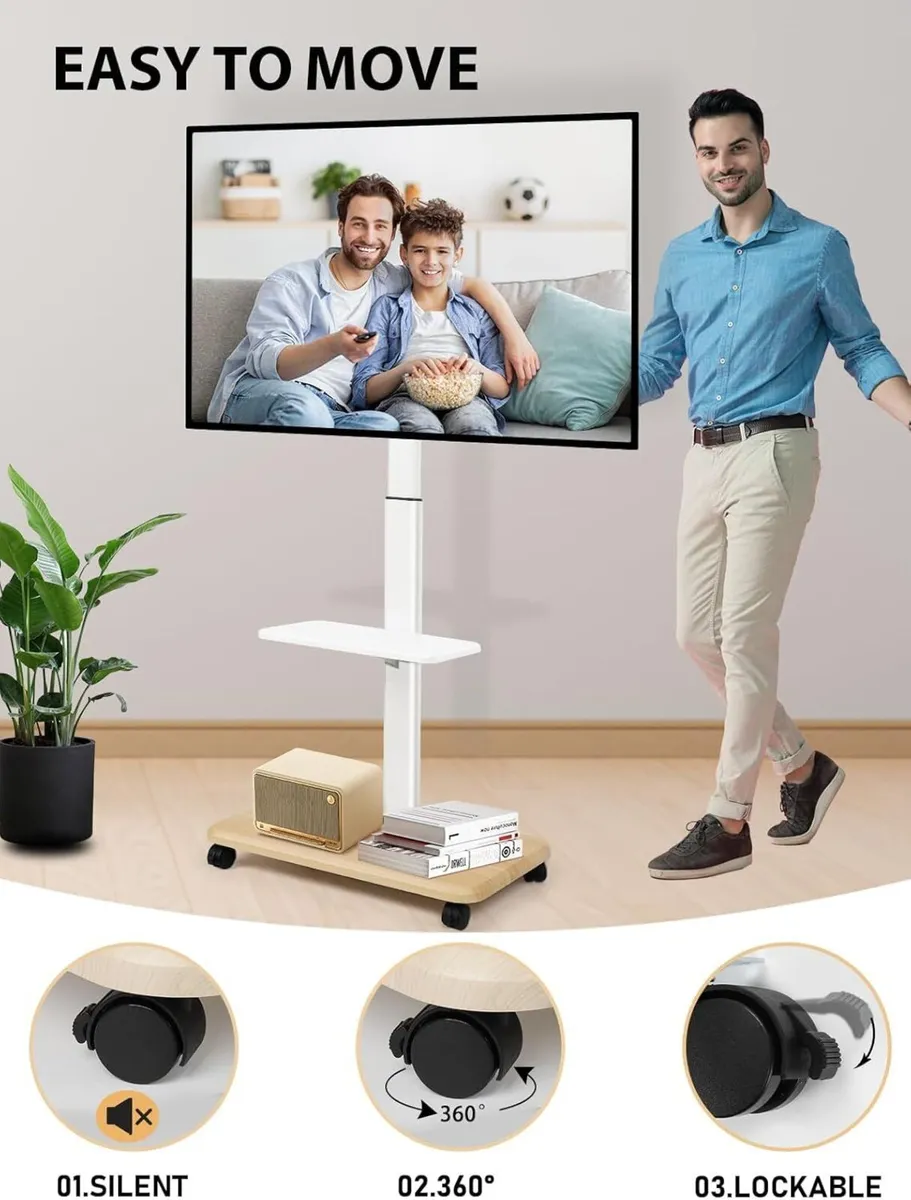 Mobile tv Stand on Wheels Rolling for 32-70 Inch - Image 4