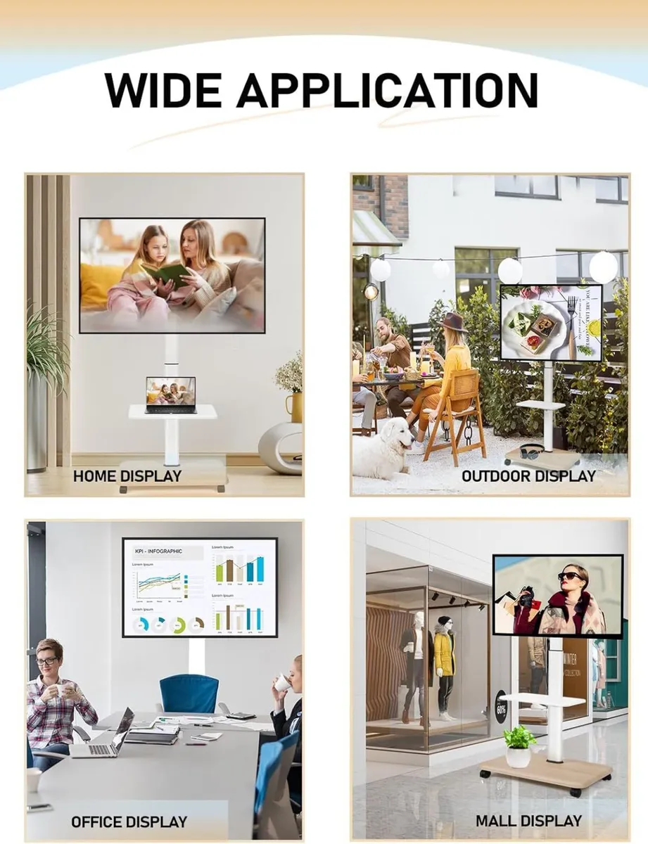 Mobile tv Stand on Wheels Rolling for 32-70 Inch - Image 3