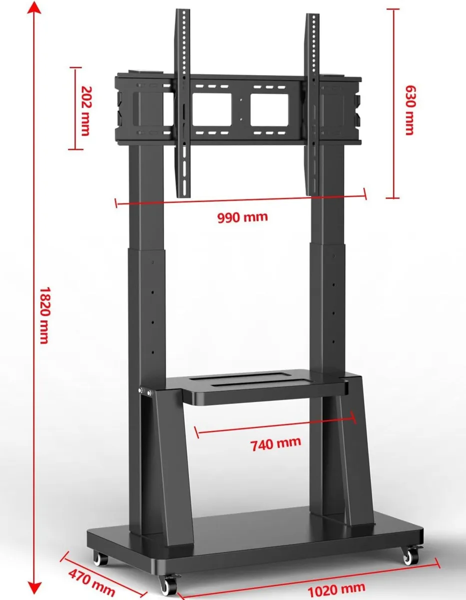 Mobile TV Stand on Wheels Large Screen Bracket - Image 3