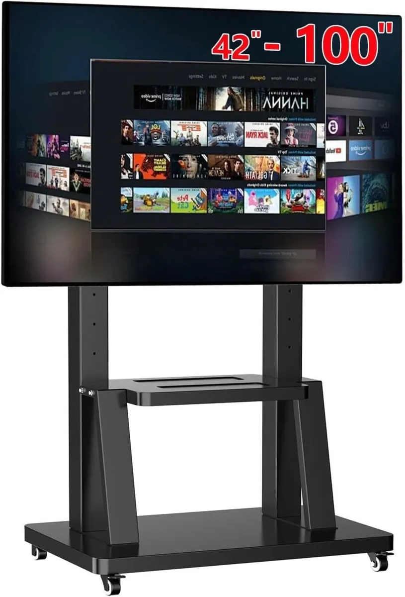 Mobile TV Stand on Wheels Large Screen Bracket - Image 1