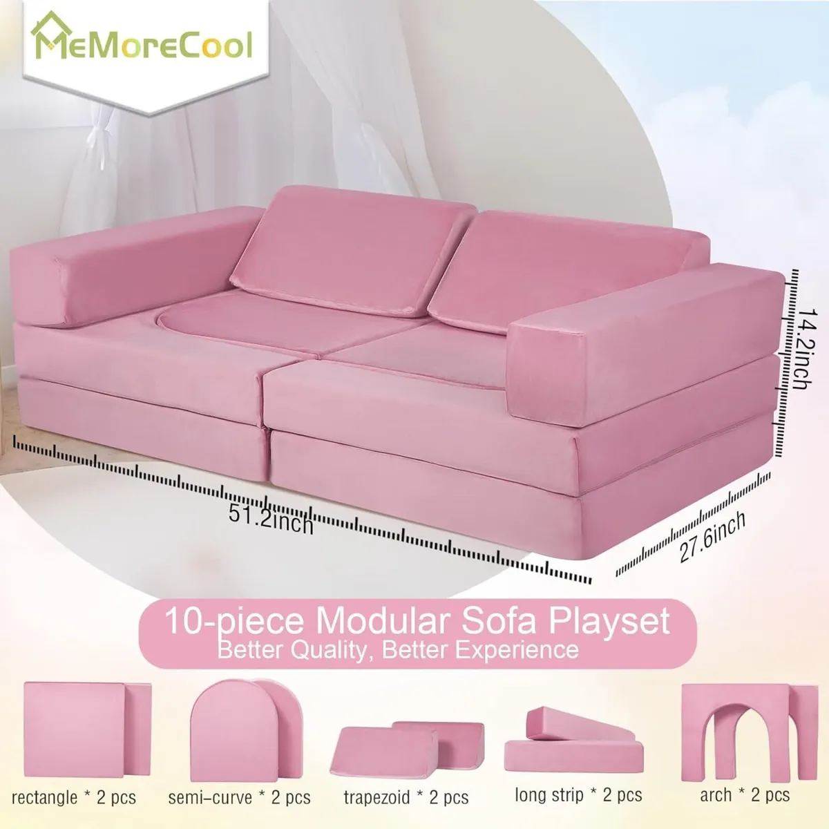 10-Piece Kids Play Sofa Bed Modular Toddler Chair - Image 2