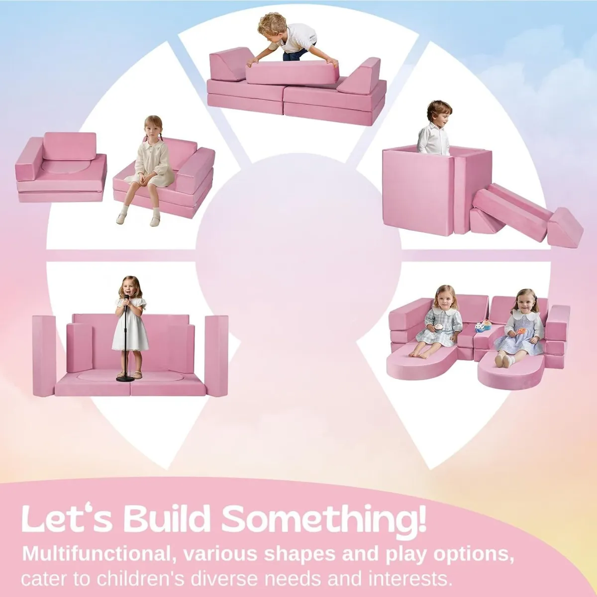 10-Piece Kids Play Sofa Bed Modular Toddler Chair - Image 3