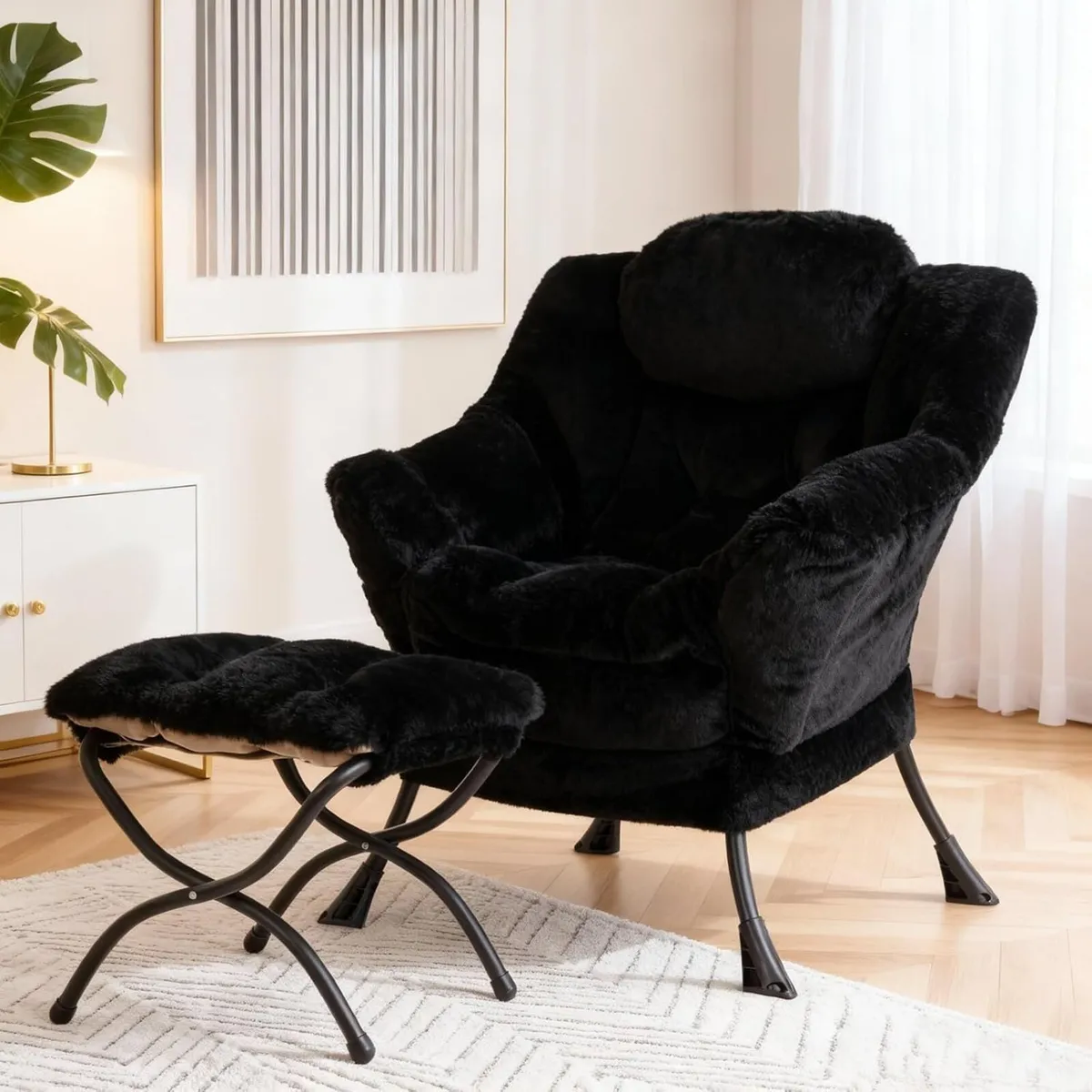 Armchair with Ottoman Comfy Upholstered Lounge - Image 2