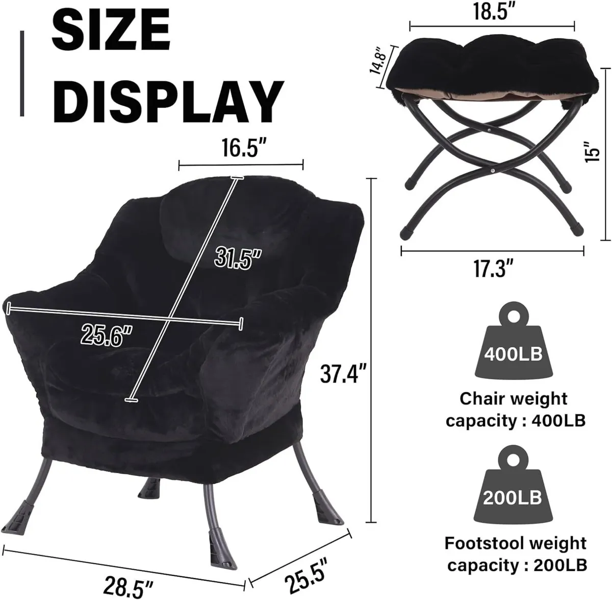 Armchair with Ottoman Comfy Upholstered Lounge - Image 3