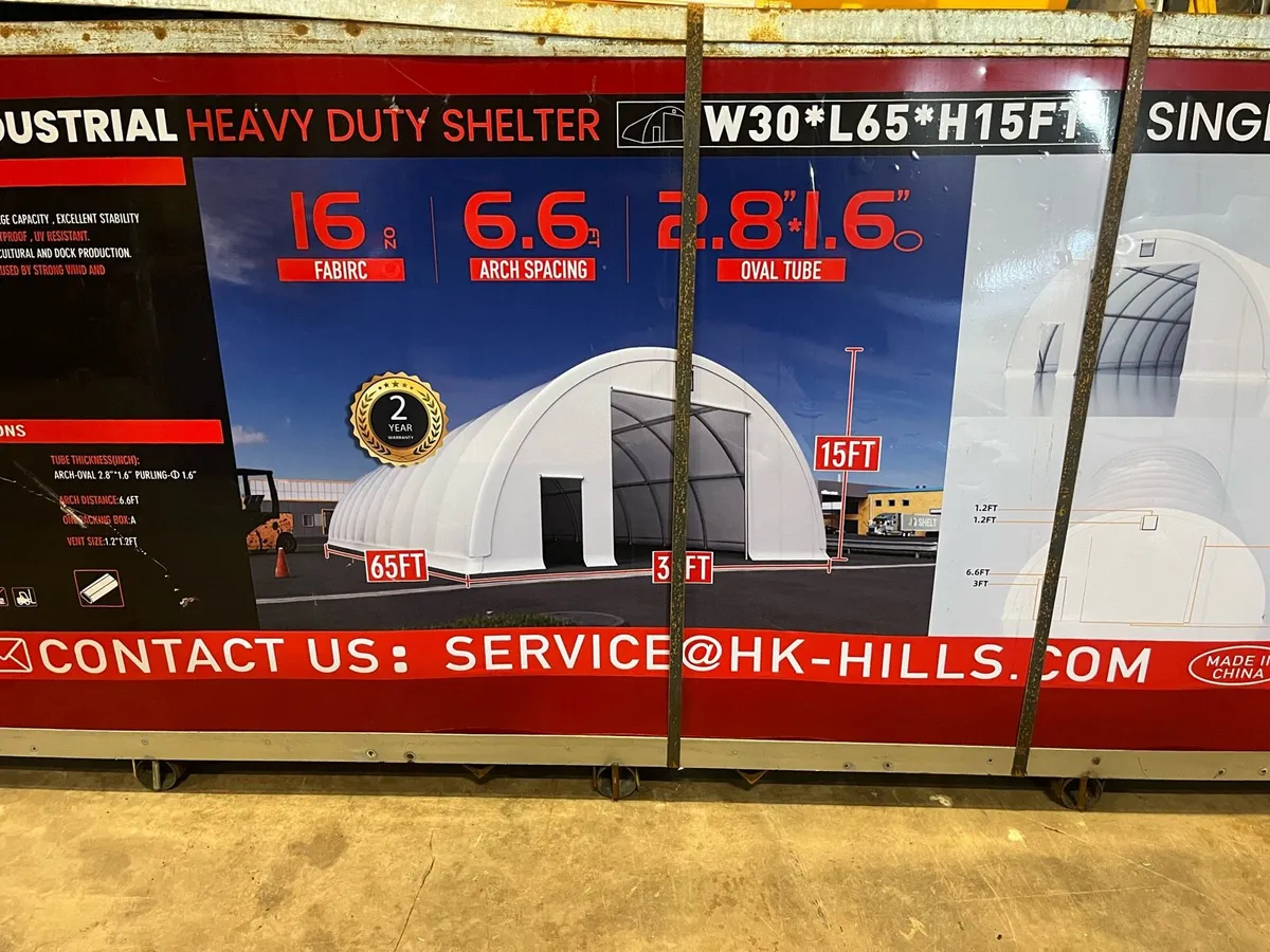 Fabric shelter 65ft long 30ft wide 15 ft high