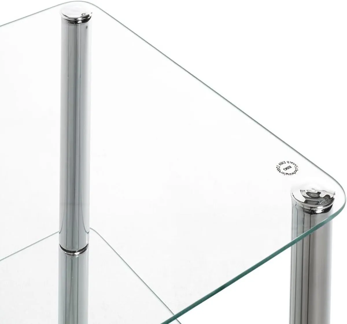 Möbel End Table Chrome Metal Tempered Glass - - Image 4