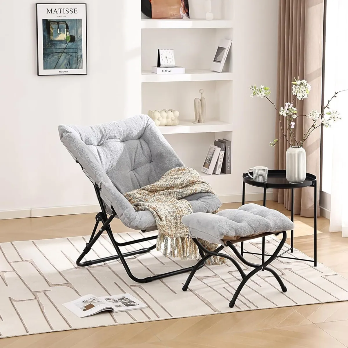 Comfy Saucer Chair with Ottoman Oversized - Image 2
