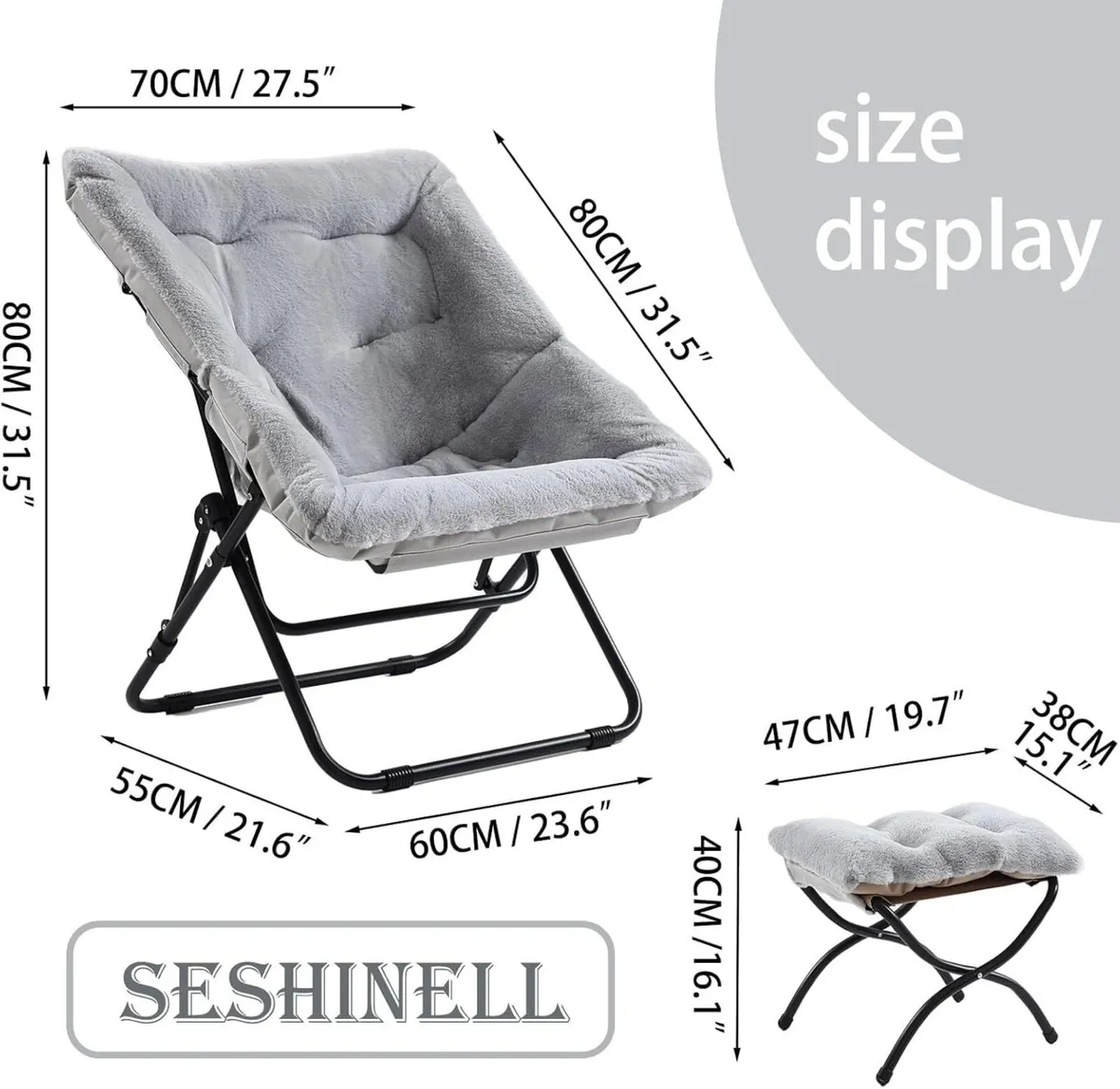 Comfy Saucer Chair with Ottoman Oversized - Image 3