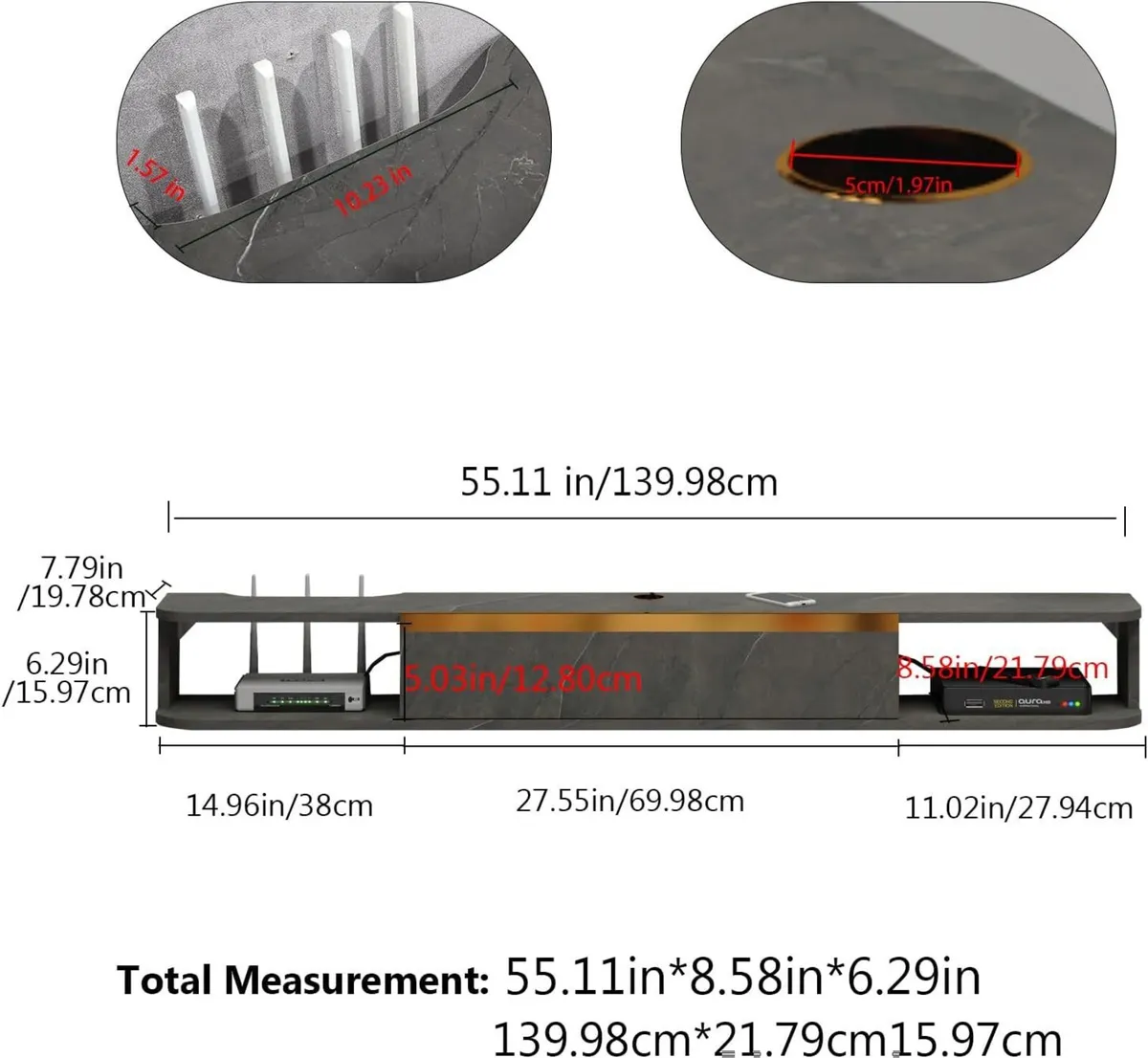 Floating TV Stand Wall Mounted Entertainment - Image 2