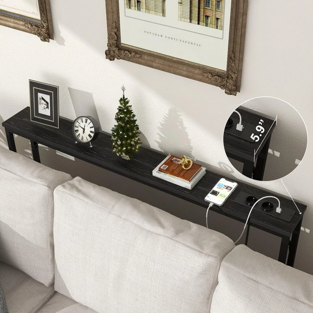 5.9 Inch Console Table with Charging Station and - Image 3