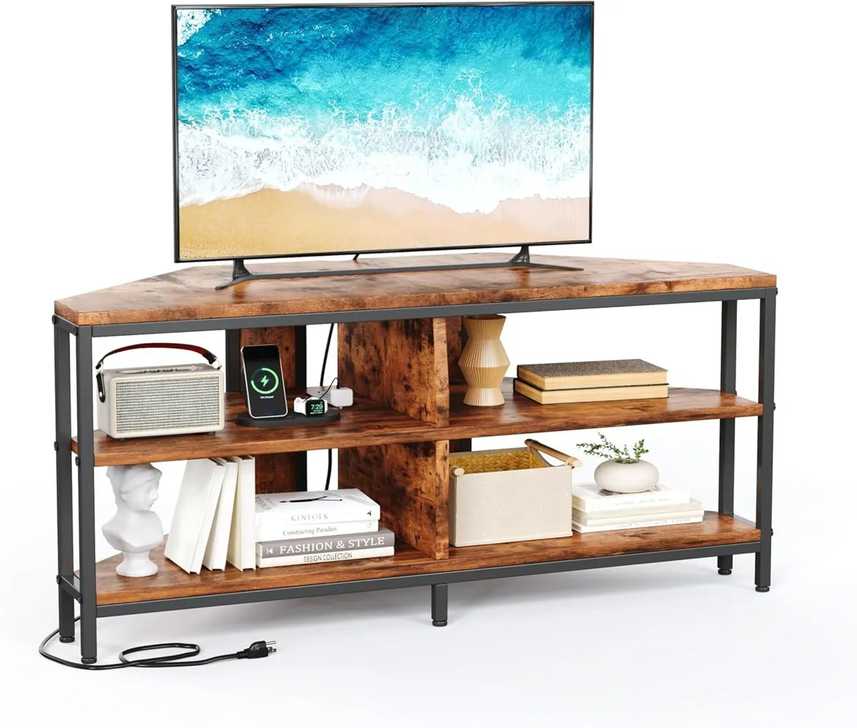 106 cm Corner TV Unit with Power Outlet 42 inch - Image 1