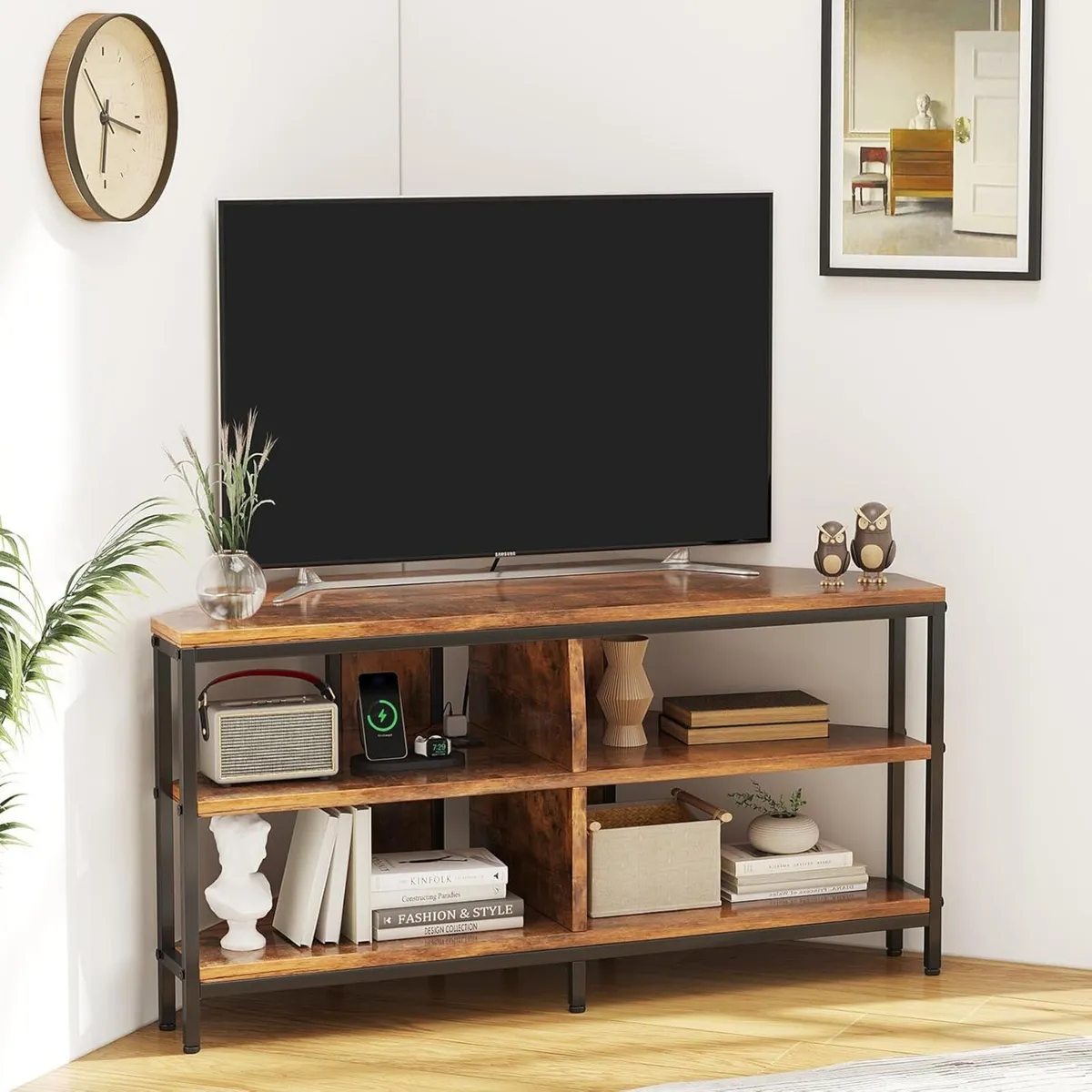 106 cm Corner TV Unit with Power Outlet 42 inch - Image 2