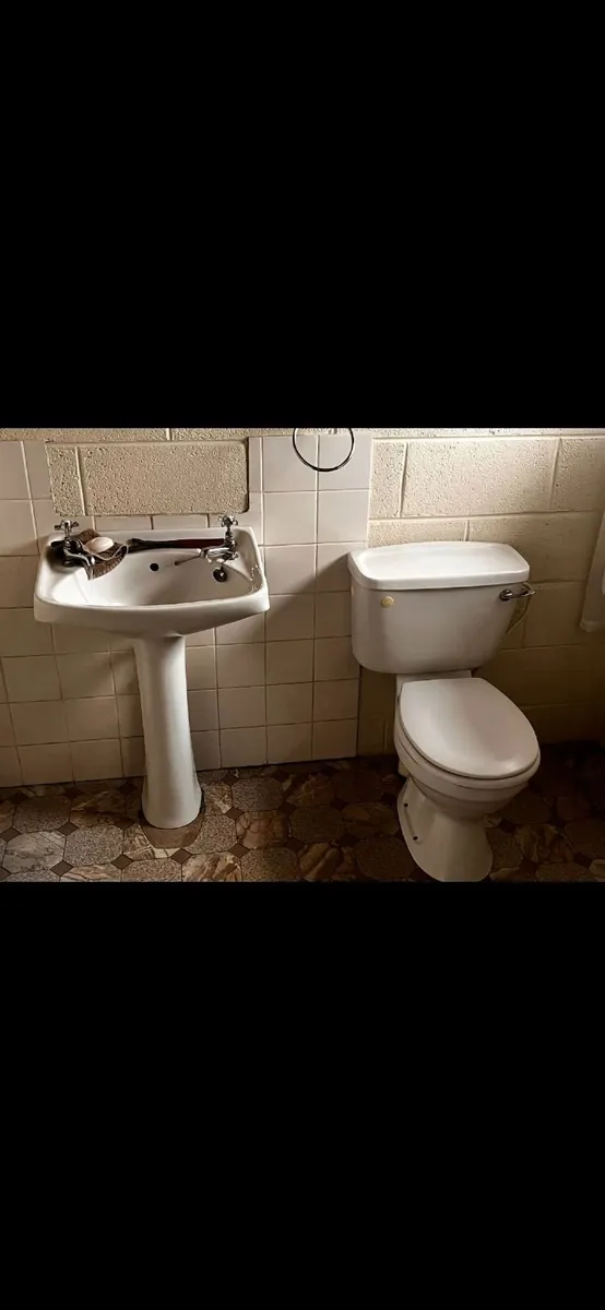 Basin and pedestal and toilet