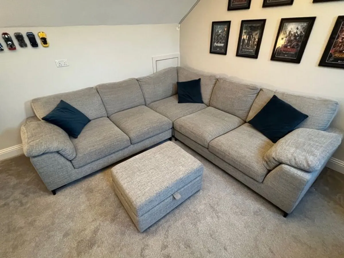 DFS Euphoria Corner Sofa, Cuddler couch and Storage footstool - Image 1