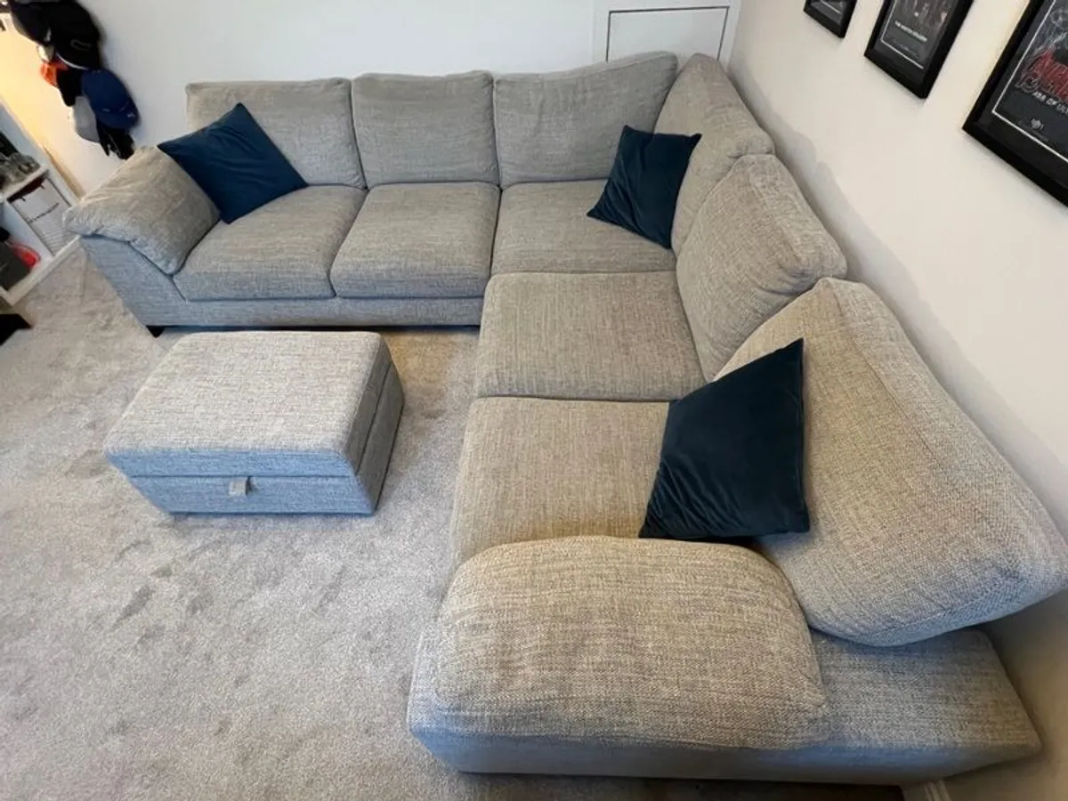 DFS Euphoria Corner Sofa, Cuddler couch and Storage footstool - Image 2