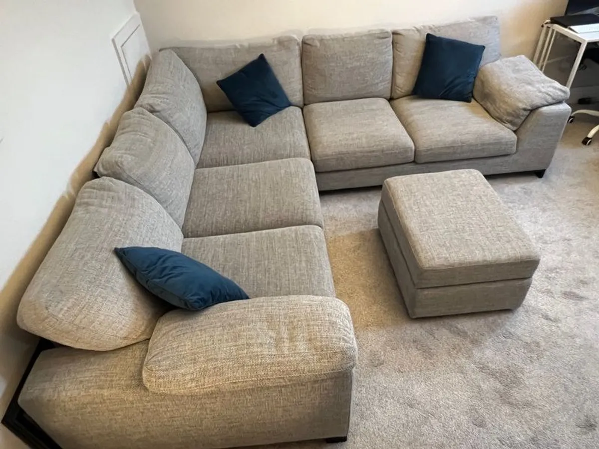 DFS Euphoria Corner Sofa, Cuddler couch and Storage footstool - Image 4