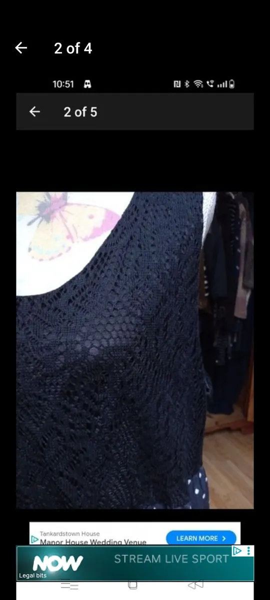 Ladies dress black lined lace top and decorated bo - Image 2