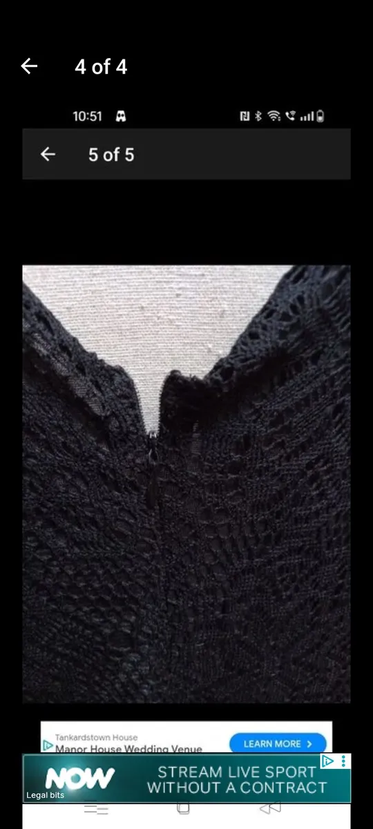 Ladies dress black lined lace top and decorated bo - Image 4