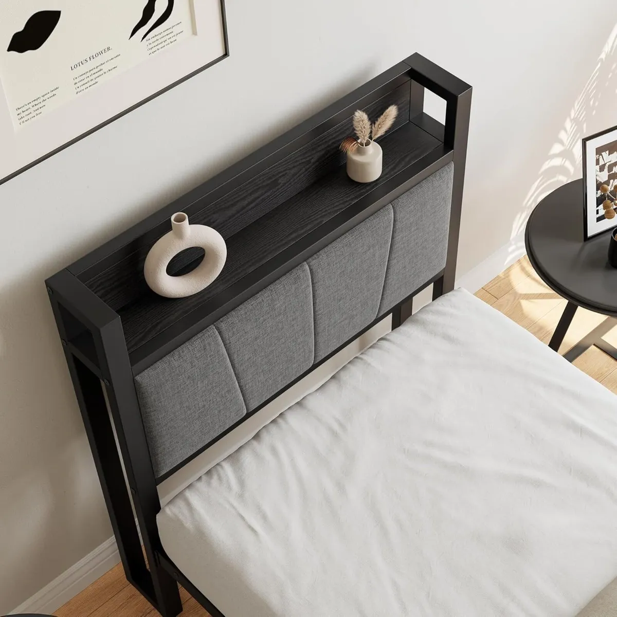 3ft Single Bed Frame with Storage Headboard Heavy - Image 4