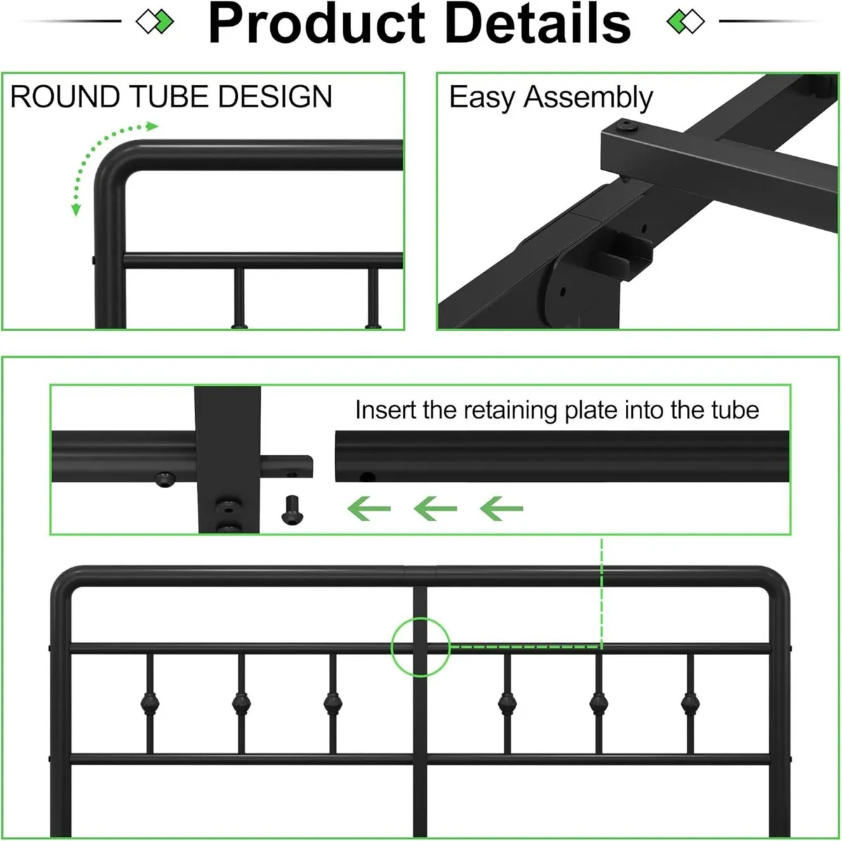 Metal Bed Frame 120 x 200 cm with Victorian - Image 4