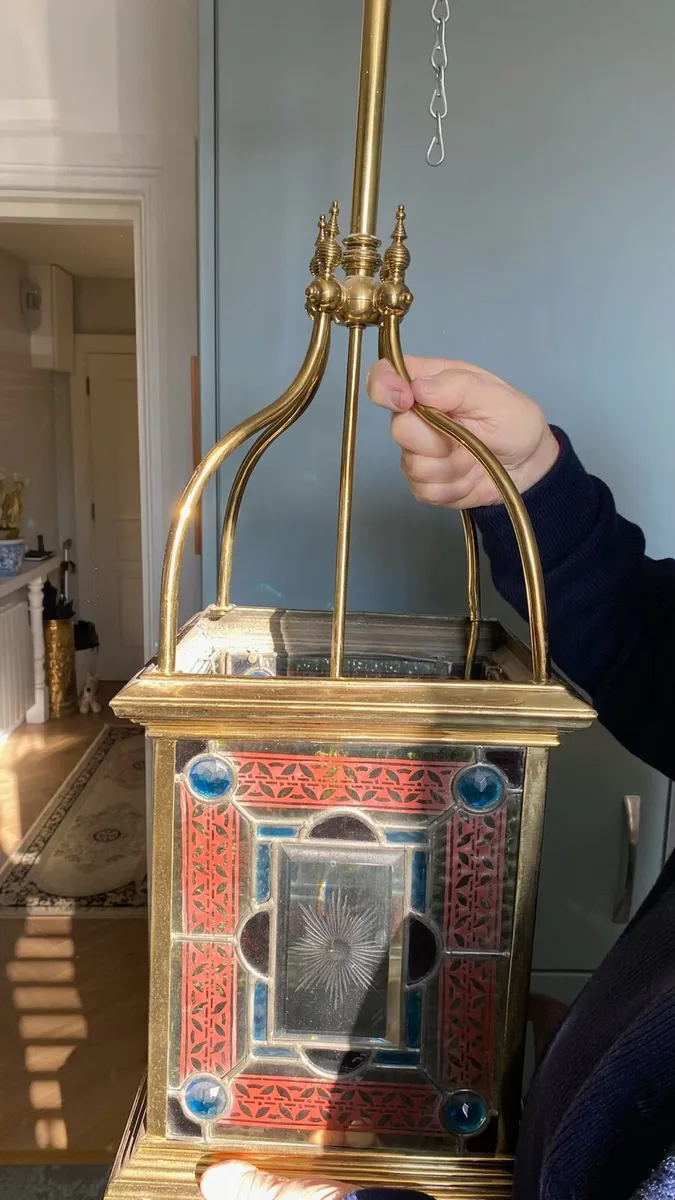 Amazing antique Edwardian brass hall lantern - Image 3