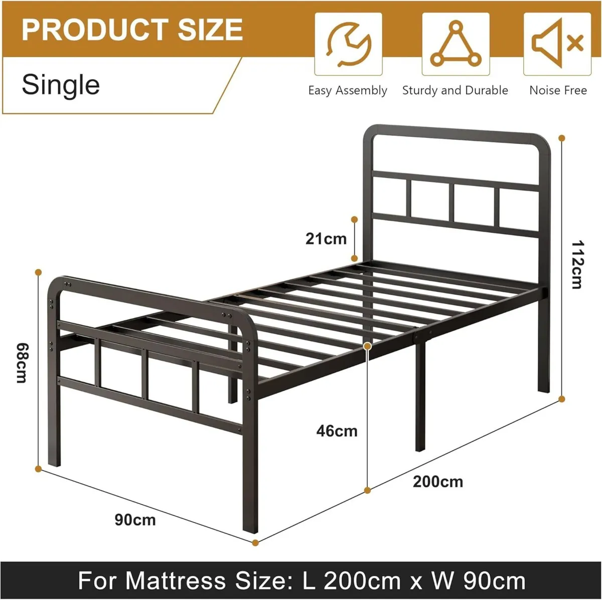 Single Bed Frame with Curved Headboard and - Image 2