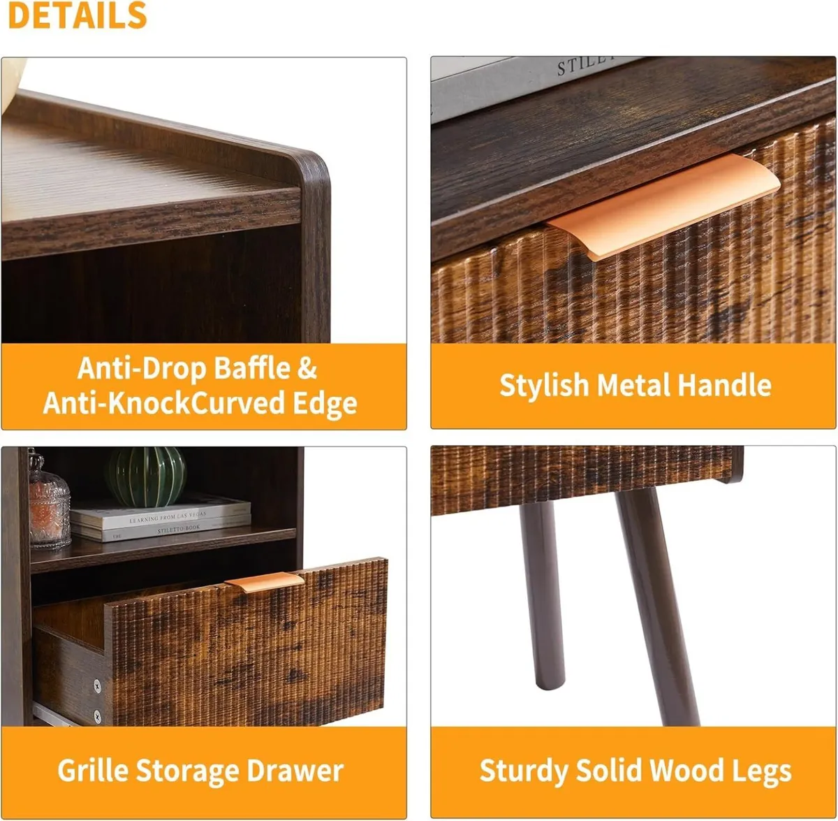 Bedside Table Modern Nightstand with Drawer Small - Image 4