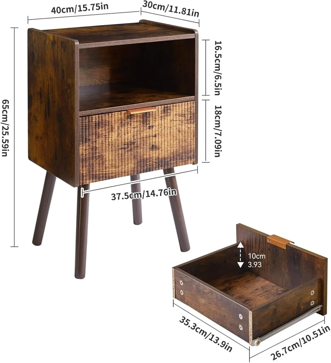 Bedside Table Modern Nightstand with Drawer Small - Image 3