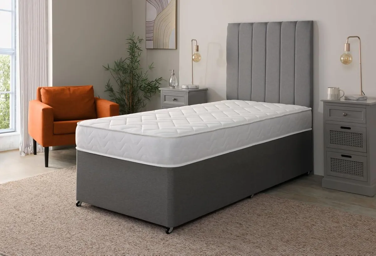 Quilted Brick Sprung Hybrid Single Mattress with - Image 2