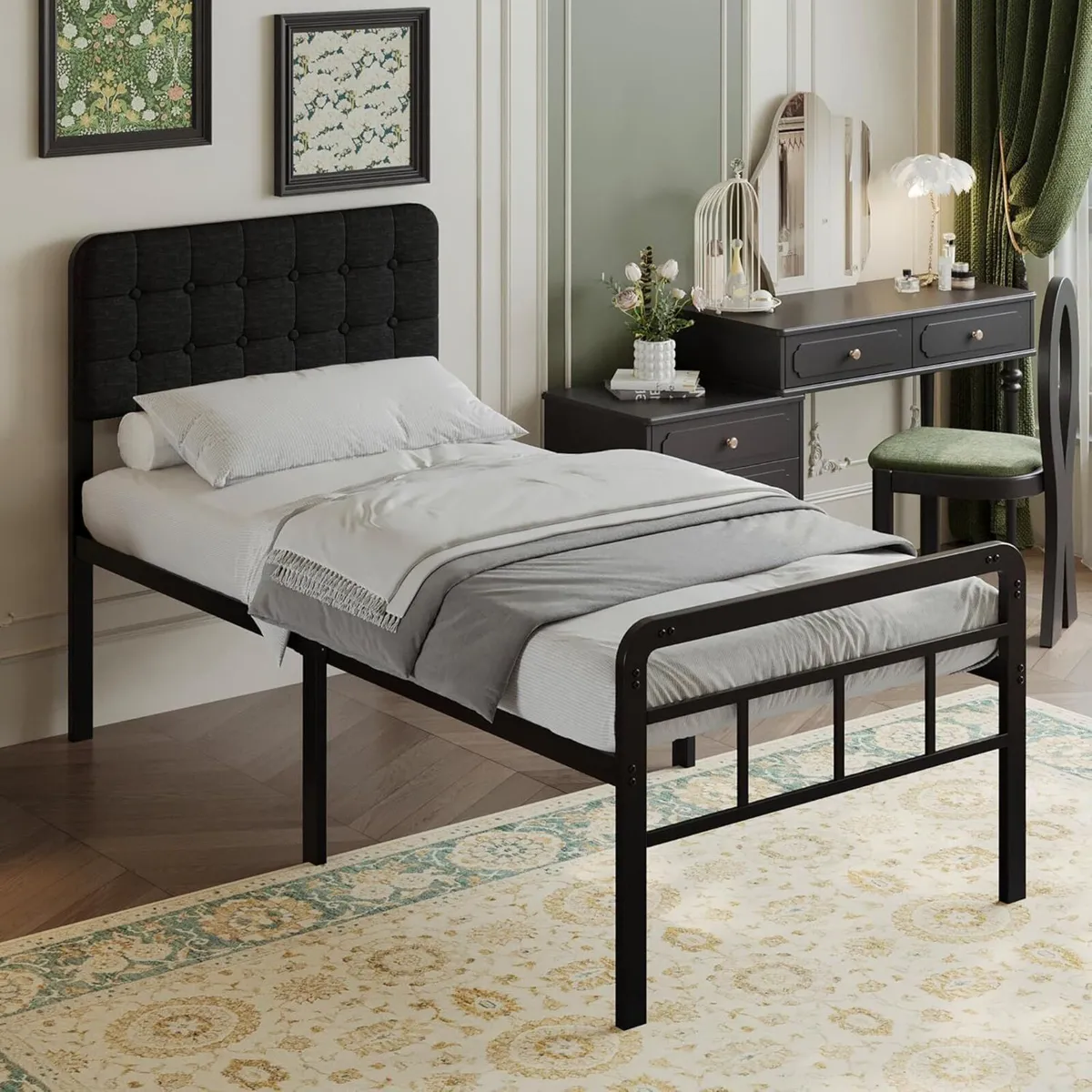 46 cm High Small Single Bed Frame with Upholstered - Image 1
