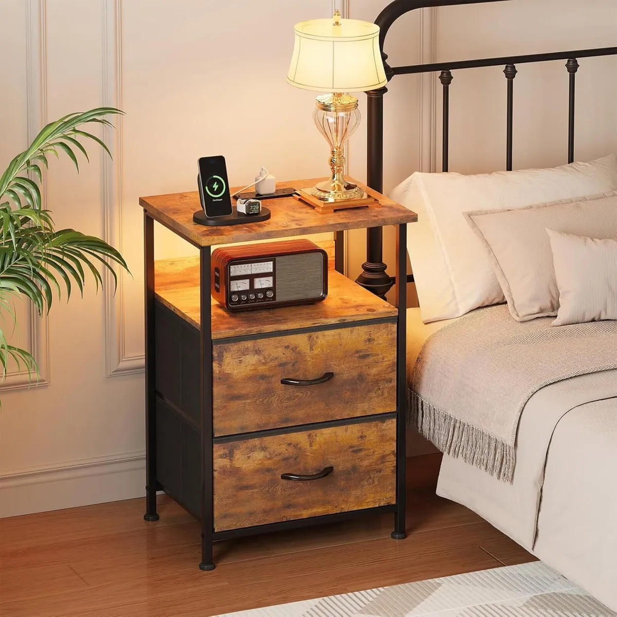 Bedside Table with Charging Station Small for - Image 1