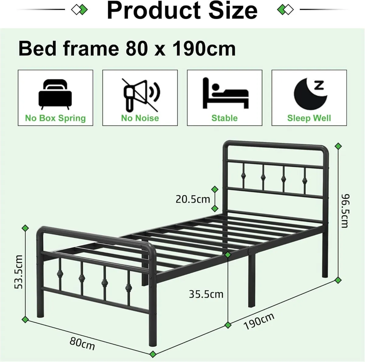 Metal Bed Frame with Victorian Headboard and - Image 2