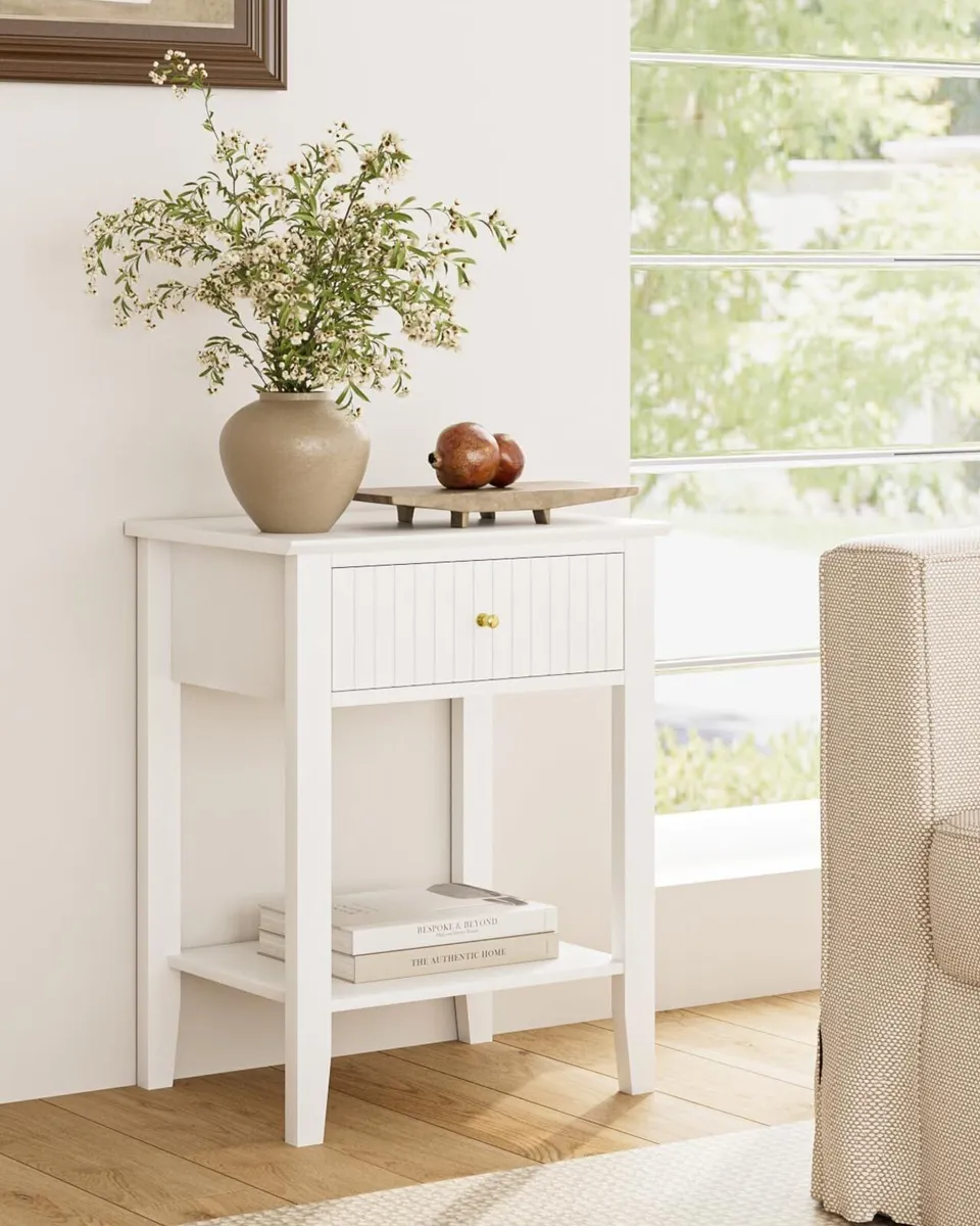 Bedside Table Chest of 1 Drawer Cabinet Wooden - Image 4