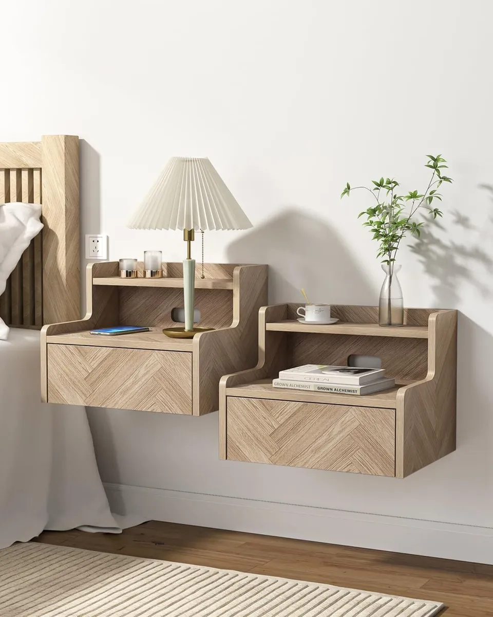Floating Bedside Table Set of 2 Small Wall - Image 1