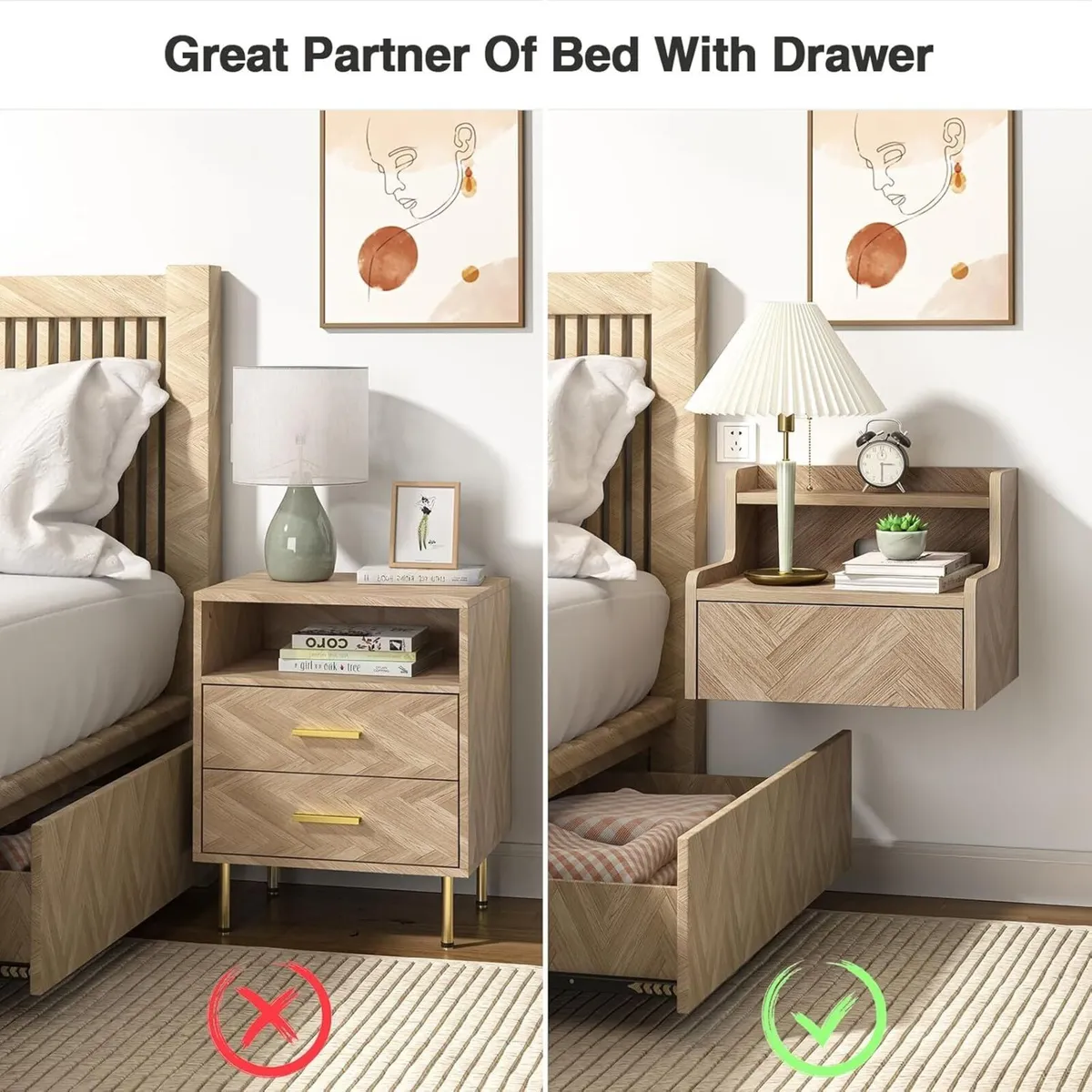 Floating Bedside Table Set of 2 Small Wall - Image 4