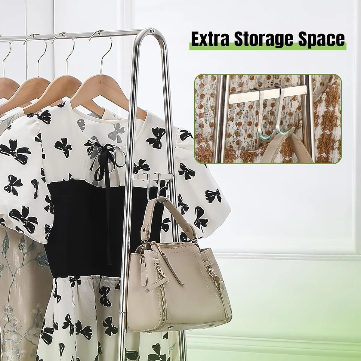 Stainless Steel Clothing Rack with Shelves Heavy - Image 3