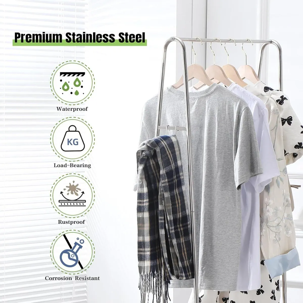 Stainless Steel Clothing Rack with Shelves Heavy - Image 4