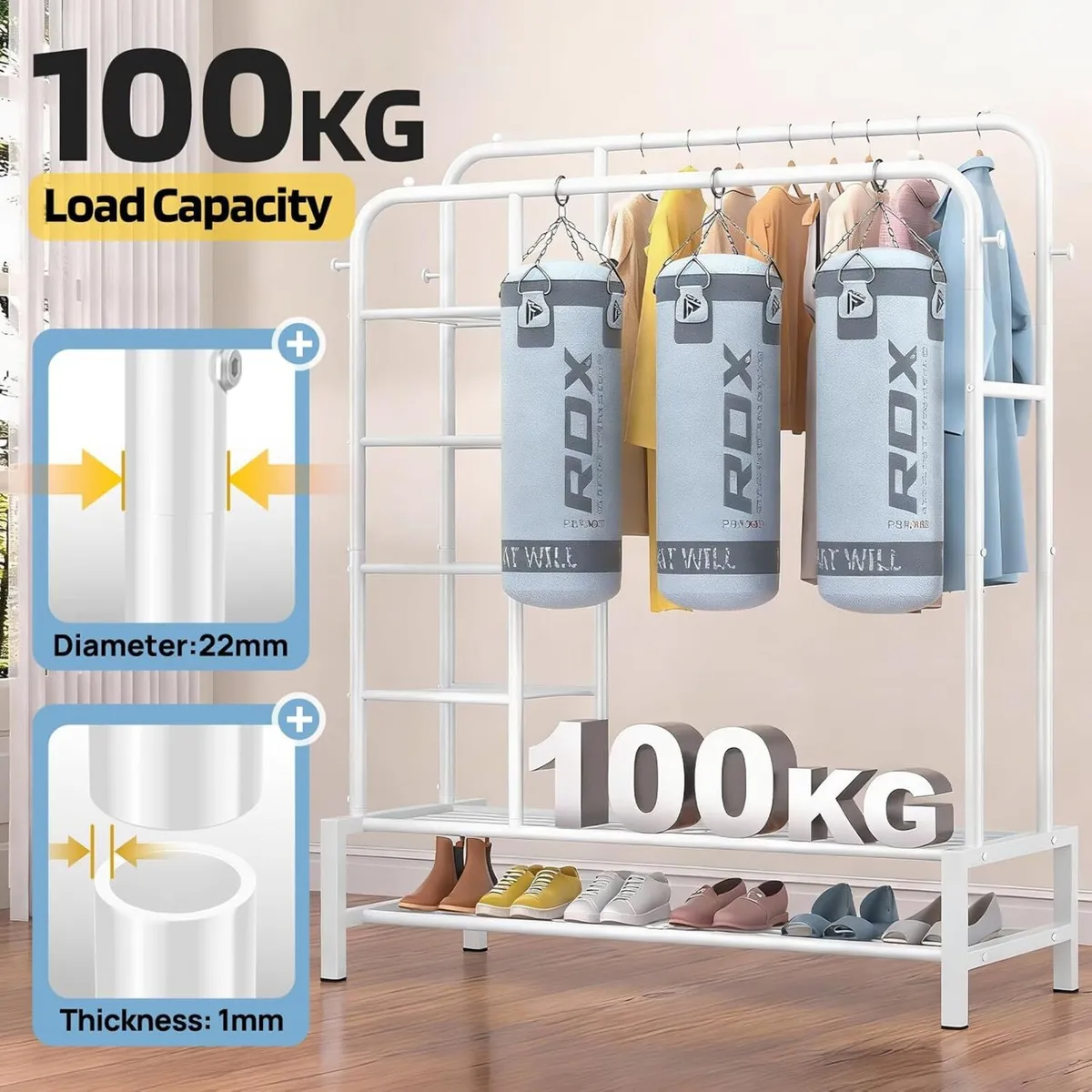 Clothes Rail for Bedroom - 100KG Clothing Hanging - Image 4