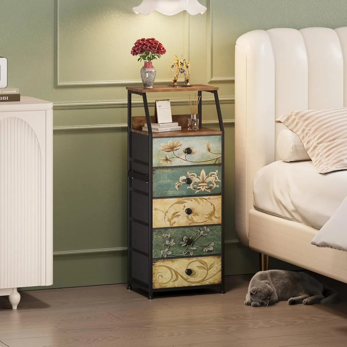 Chest of Drawers with 5 Made Fabric Open Shelf - Image 4