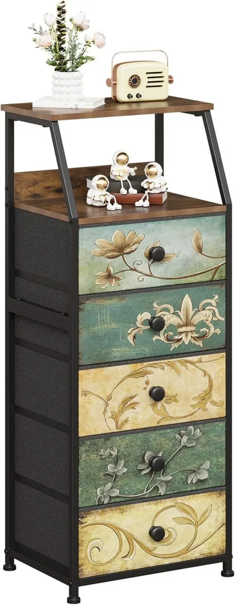 Chest of Drawers with 5 Made Fabric Open Shelf - Image 1