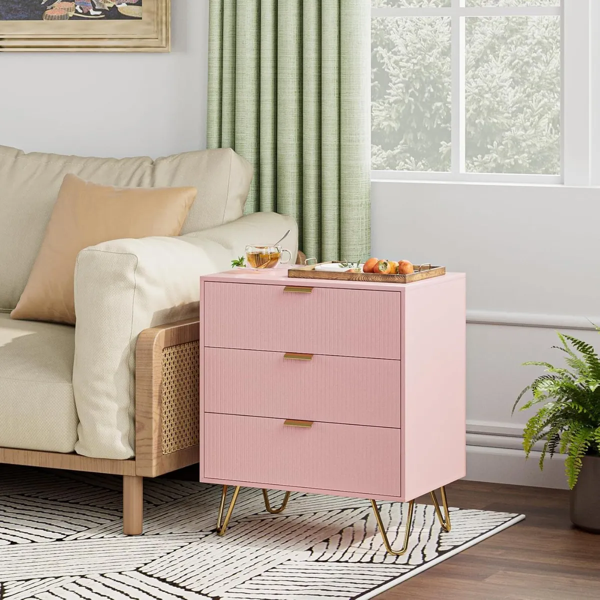 Bedside Table with 3 Drawers Chest of Bedroom - Image 4