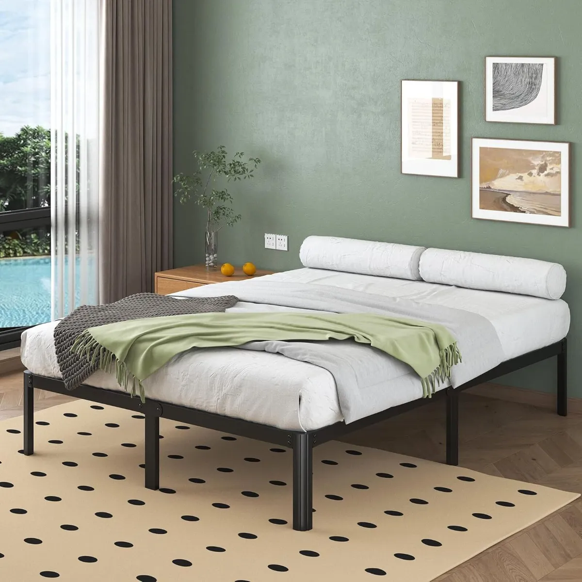 4ft6 Double Bed Frame 30.5 cm High with Rounded - Image 1