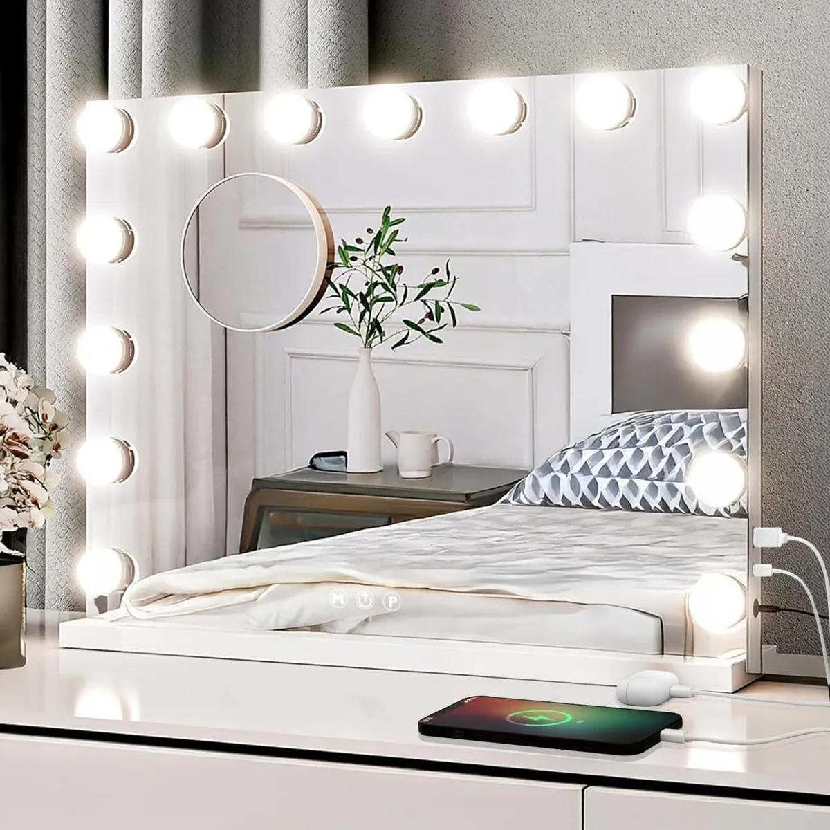 Hollywood Mirror Vanity with Dimmable Bulbs 3 - Image 1
